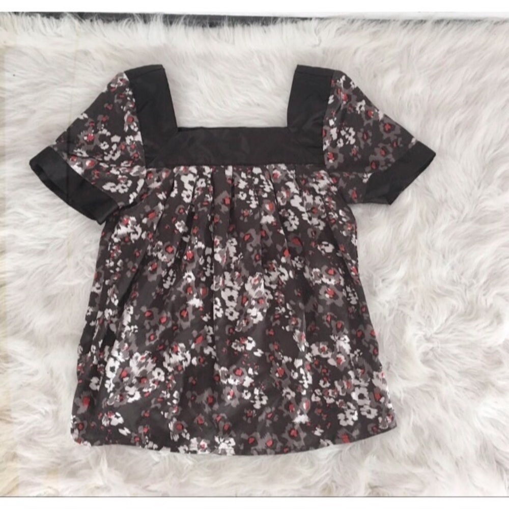 Vintage Apostrophe Brown Multi Color Short Sleeve Top